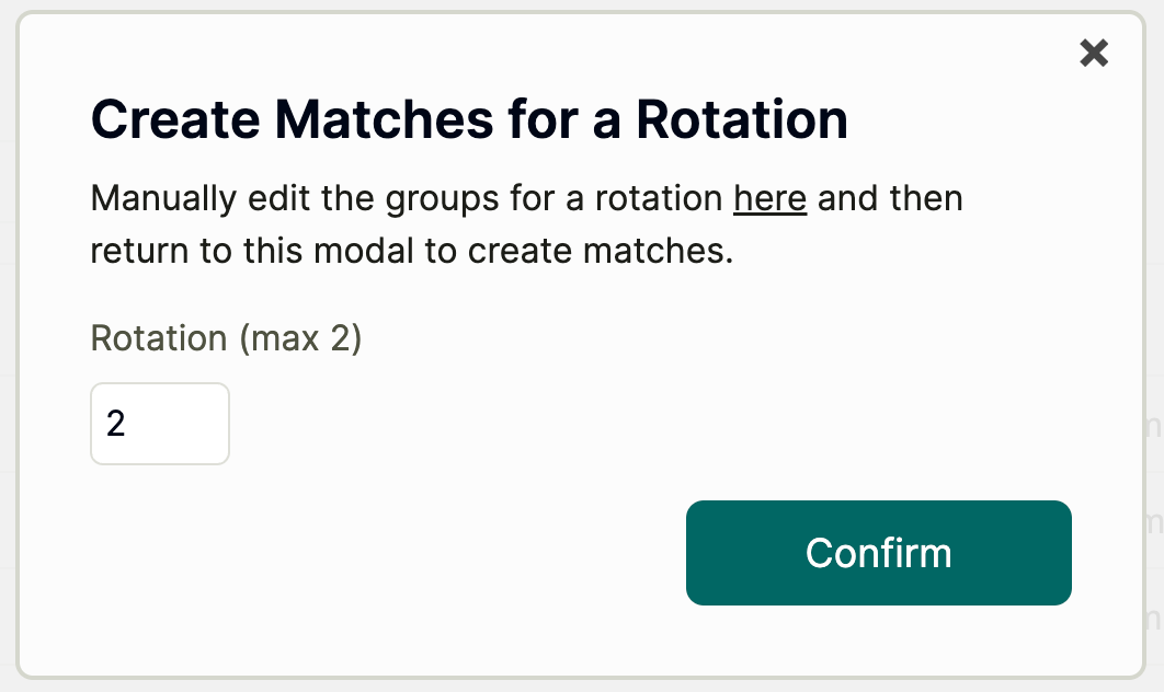 Create matches for rotation modal